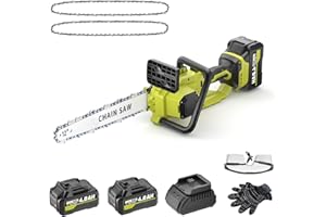 SEYVUM Cordless Chainsaw with 2 x 4.0Ah Batteries and 2 x Chains,12inch Electric Chain Saw Cordless with Tool-Free Chain Tension, Auto Oiling, Heavy-Duty for Tree Felling, Firewood Cutting, Pruning