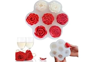 JDH SILICONE Stampo in silicone a forma di cuore di San Valentino, stampo in Silicone per candele, stampo in silicone per colata in resina epossidica (7 pieces of flowers)