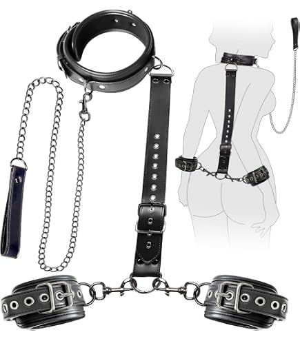 Collier Baillon BDSM Ajustable Avec Sangles Et Menottes, Noir, Neuf