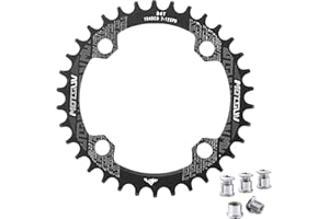 QIAMNI 104 BCD 32T 34T 36T 38T Narrow Wide Single Chain Ring with 4 Pieces Sprocket Bolts for Road Bikes, Mountain Bikes, BMX MTB Bike