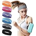 KASTWAVE Moisture Sweat Sports Workout Headbands Wicking Hairband Non Slip Athletic Exercise Sweatbands Cool Sport Hair Bands for Running Stretchy and Quickly Dry Yoga Sweat Band for Women Men(6 Pack)