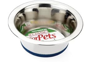 Classic Pet Products Non-Slip Stainless Steel Dish (400 ml - 135 mm, 5.25 inch Diameter Dog Bowl)
