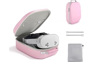 Aubika Hard Carrying Case for Vision Pro/Meta Quest 3/Oculus Quest 2&1&Pro/Pico 4, Compatible with Elite/Battery Headset Strap Accessories, Suitable for Travel and Home Storage (Pink)