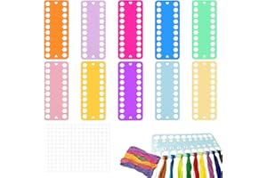 VIERONE Cross Stitch Thread Organiser 10 Pcs Plastic Cross Embroidery Thread Organiser Cards with 204 Stick Round White Label Tags Organizer Embroidery Needlework Craft DIY Reusable Sewing Accessory