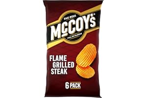 MCCOYS McCoy's Flame Grilled Steak Flavour Ridge Cut Potato Crisps, 6 x 25g 701288
