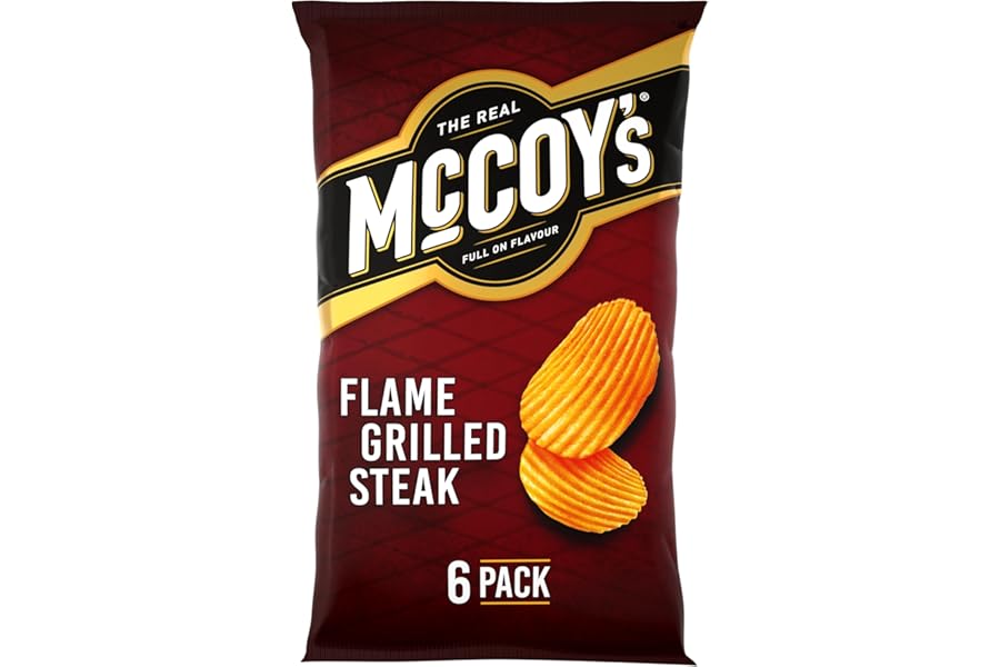 McCoy's Flame Grilled Steak Flavour Ridge Cut Potato Crisps, 6 x 25g 701288