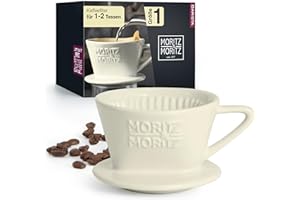 Moritz & Moritz Filtre a cafe en Porcelaine Taille 1 – Filtre à café réutilisable pour un excellent Café riche en arôme – Filtre café pour 1 à 2 tasses - Cafetière Filtre