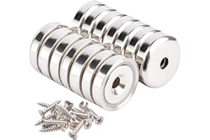 Aenienoe 14 Stück Neodym Magnete Extra Stark mit Loch 10KG Kraft Neodym Magnet Rund 20mm zum Anschrauben Topfmagnet Schrauben Werkstatteinrichtung