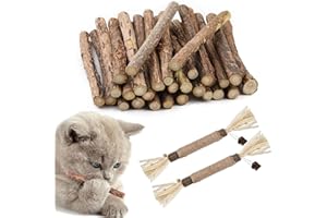 BUTYEAK Bastoncini Erba Gatta in Legno, Bastoncini di Erba Gatta per Gatti, Bastoncini da Masticare per Gatti, 32 Bastoncini Matatabi per Giocattoli, Bastoncini Cura Denti Gatti, Bastone Molare di Gatto
