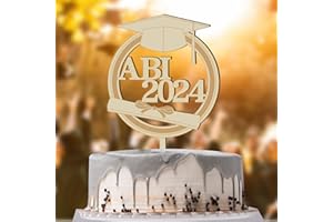 RHSEMI 2024 ABI Tortendeko,Cake Topper Abitur 2024 aus Holz,Bestandene Prüfung Cupcake Deko Tortenstecker Abschlussfeier Graduation Party Deko Geschenke