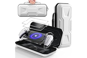 FYOUNG Étui de Transport et Coque de Protection pour PlayStation Portal, Kit Accessoires de Voyage pour PS5 Portal, Case de Rigide Portable, Housse pour PS Portal, et 2 Pièces Verre Trempé - Blanc