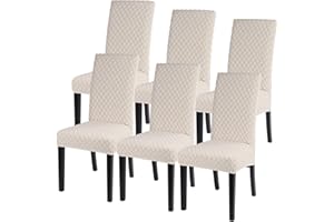 JuneJour Dining Chair Covers Set of 6 Stretch Removable Washable Kitchen Chair Slipcovers Elastic Spandex Fabric Chair Seat Protector Covers for Dining Room Living Room Hotel Ceremony