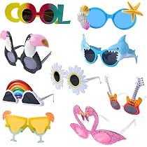 Lunettes De Soleil De Fête Bacxzomx - 6 Paires - Motifs Tropicaux (flamant, Ananas...) - Pour Soirée, Plage, Photo