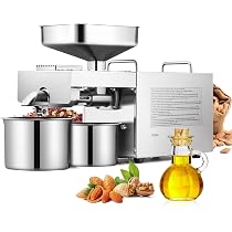 Presse à Huile Automatique Inox - Extraction Huile Froide/Chaude - 5-8 Kg/h - 220V 1250W - Pour Noix, Cacahuètes, Sésame
