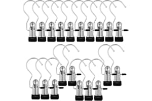 Pizsieat 20 Pièces Cintre Pince Crochet à Linge Portable Pince a Linge sur Cintre Rotatifs Epingle a Linge INOX Clip de Cintre en Acier Inoxydable pour Chaussures Serviette Chaussettes (Noir)