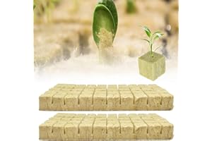 HOMURY Pack of 50 Rockwool Cube Rock Wool Propagation Mat Rock Wool Growing Growing Mat Stone Wool Tray for Cuttings Cloning Plant Propagation 25 x 25 x 40 mm