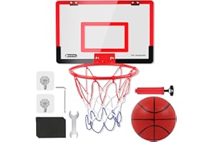 TIHOOK Hoop Indoor for Kids, Foldable Mini Basketball Hoop for Door with 1 Ball and Basketball Accessories, Door Basketball Hoop for Kids Boys Teens