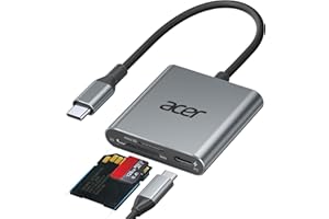 acer USB C SD Kartenleser 312MB/S mit 100W PD, UHS-II SD 4.0 Card Reader aus Aluminium USB C Micro SD Speicherkartenleser Adapter für iPhone 17 16 15 Serie,Galaxy S24,iPad Pro,MacBook Pro,Surface Pro.