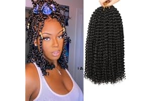 Passion Twist Hair, 7 Packs 36cm Water Wave Crochet Braids Meches for Long Bohemian Hair Tresse ShowJarlly Passion Extensions de cheveux synthétiques（14inch，1B#）