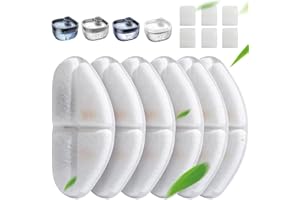 FEELNEEDY 6 Stück Aktivkohlefilter und 6 Stück Schwämme für Wasserpumpe, kompatibel mit 7 Liter Trinkbrunnen für Hunde und Katzen (FN-W05) Ersatzfilter Einzeln Verpackt