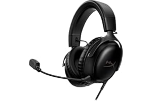 HyperX Cloud III, Cuffie da Gaming, Connessione Cablata a 3,5 mm, Controlli Audio Integrati, Telaio in Alluminio, Cuscinetti in Memory Foam Rivestiti in Similpelle, Adatto per PS4, Xbox e PC, Nero