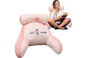 ChicSoleil Reading Pillow, Chill Wave Kissen, Plüsch rückenkissen mit armlehnen, mit Abnehmbarer Nackenrolle & höherem Stützarm -Rückenstütze Beim Lesen oder für Videospiele (Kaninchen 50 * 70cm)