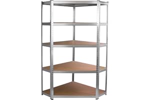 MONSTER RACKING Corner Racking Garage Galvanised Shelving / 900mm x 300mm x 1800mm Racks Storage Unit / 5 Shelves MDF & Galvanised Steel