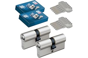 BASI | 2er SET V55 Profil-Doppelzylinder N+G 45/50 mm | Gleichschließend | Zylinderschloss mit 5 Wendeschlüssel | Not- und Gefahrenfunktion | Pickingschutz & Anbohrschutz | Türzylinder Schließzylinder