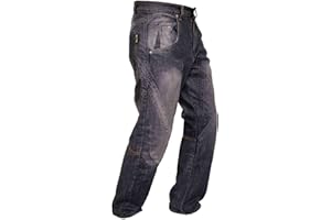 Newfacelook Mens Denim Motorcycle Motorbike Armour Jeans Trousers with Aramid Protection Lining I112 New Black W38-L32