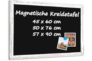‎QUEENLINK QUEENLINK Magnetische Kreidetafel 45x60cm Magnettafel Schwarz Kreide Tafel mit Weiß Holzrahmen Kreidetafel zum Aufhängen