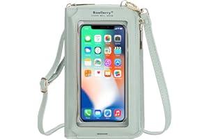 AIFILLE Pochette Telephone Portable Bandouliere, Petit Sac a Main Femmes en PU Cuir Sac Bandoulière Femme Porte Monnaie avec 8 Fentes pour Porte Carte de Credit/ID et Zip Pochette Sac à Pièces