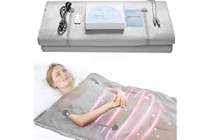 S SMAUTOP Couverture de sauna, 650W couverture thermique de thérapie à infrarouge lointain (FIR) 220V 2 zones (fermeture à glissière à la main)