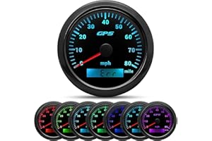 PIOUSUNT 85mm Boat GPS Speedometer 0-80MPH Car Odometer Gauge 7 Colors Backlight With GPS Antenna for Car Motorcycle Boat Marine Truck