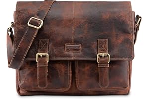 LEABAGS Borsa per documenti uomo e donna | Borsa per laptop in vera pelle fino a 15" | Borsa a tracolla con tracolla | Borsa messenger | Borsa da lavoro | Borsa per insegnanti