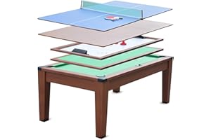 DE VES SPORT DEVESSPORT Mesa Multijuego 5 en 1 | Billar, Ping-Pong, Air Hockey, Póker y Mesa de Comedor | Diseño Elegante y Funcional | Incluye Todos Los Accesorios para Jugar
