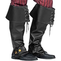 Couvre-Bottes Pirate/Mousquetaire Adulte - Simili Cuir Noir Pour Déguisement