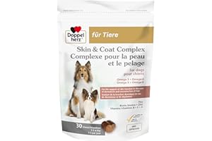 Doppelherz Complexe pour la Peau et Le Pelage pour Chiens, Soutien de la Fonction dermique en Cas de dermatose et de dépilation, oméga-3+6, Zinc, biotine, vitamines B+E+A, 30 friandises