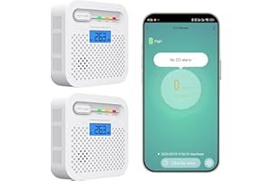 QXMH Rilevatore di Monossido di Carbonio Smart, Allarmi per Monossido di Carbonio con WiFi per la Casa, Monitor Remoto APP per Rilevatore di Allarme CO con Batteria di 10 Anni, Compatibile Alexa. 2PCS
