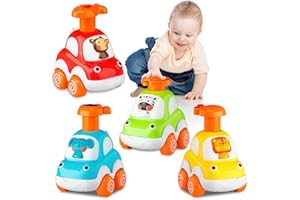 lerrbo 4 PCS Tier Auto Spielzeug mit Traktor für Kleinkinder Alter 1-2|Baby Spielzeug 12-18 Monate|1. Geburtstag Geschenke für 1 Jahr alt