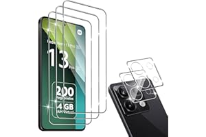 HidWee Compatible avec Xiaomi Redmi Note 13 Pro 5G 3 Pièces Verre Trempé + 2 Pièces Caméra Arrière Protecteur, 9H Dureté HD sans Bulles Anti-Huile Protection Décran + Caméra Arrière Protecteur