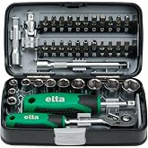 İzeltaş 1/4" Altık&ouml;şe Cırcırlı Lokma Anahtar Ve Bits U&ccedil; Seti 38 Par&ccedil;a