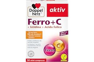 Ferro + Vitamina C+ Istidina + Acido folico - 30 Mini Compresse Vegano - Integratore che favorisce la formazione dei globuli rossi e contribuisce al metabolismo energetico - Doppelherz