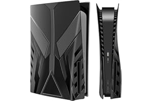 Mooroer PS5 Cover Frontalino Piastra di Ricambio Nera per Playstation 5 Console, Piastra Laterale Rigida Custodia Cover Skin per PS5 Disc Edition Accessorio Anti-Graffio Assorbimento degli Urti
