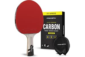 PRO-SPIN Elite Series Carbon Fiber Table Tennis Racket with ITTF-Approved Rubber, Red
