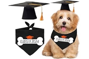 Dusenly Class of 2024 Graudation Cat Bandana 2024 Graduation Dog Cap Bandana Costumes for Pets Puppies
