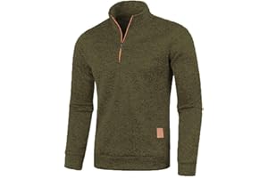 AOOUEKUL Half Zip Pullover Herren Ohne Kapuze Männer für Solid Arbeitspullover Oversize Winter Sport Arbeitspullover Sweater Men Alphanumerisch