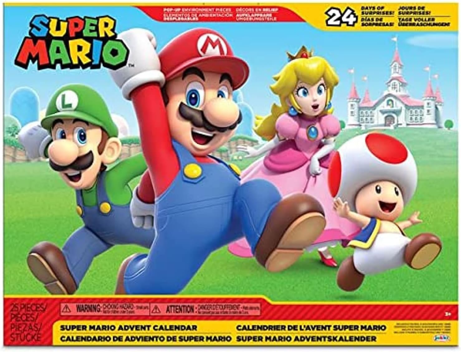 Nintendo Super Mario - Calendario de Adviento con Figuras Exclusivas 6 cm - 8 Figuras y 16 Accesorios - Juguete Niños 3 Años