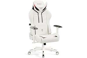 Diablo X-Ray Fotel Gamingowy Krzesło Biurowe Dla Gracza Obrotowy Regulowane Podłokietniki 4D Ekoskora Ergonomiczny Design Funkcja Bujania Poduszka Pod Kark i Lędźwie (Biało-czarny, Normal)