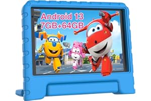 JUSYEA 2024 Newest Tablet per Bambini 7 Pollici Android 13 7GB RAM + 64GB ROM (1TB TF), WiFi 6 | GPS, Doppia Fotocamera, Controllo Parentale, Giochi educativi per Bambini, Kids Tablet con Custodia Blu