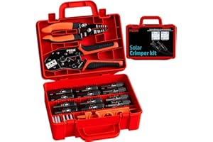 PEBA Kit di crimpatura solare per cavi 1,5-2,5/4/6 mm², con 12 paia di connettori solari, spellafili solari e 1 paio di chiavi per connettori solari, set di attrezzi a cricchetto